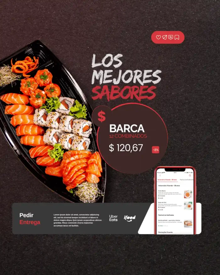 Comida Japonesa - Posts Editables para Redes Sociales - Imagen 1